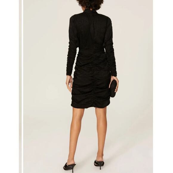 Hunter Bell Ariana Ruched Dress In Onyx Black Jacquard Size 12 - Picture 12 of 16